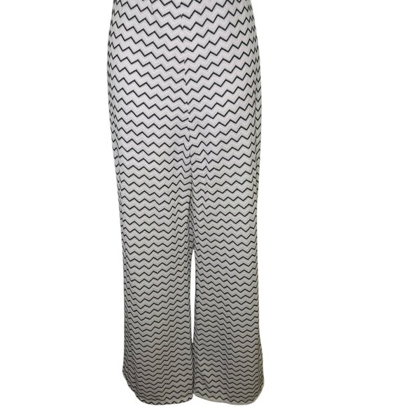 Black & White Chevron Knit Wide Leg Pants Lined Size 10 Sample Sale - Picture 4 of 4